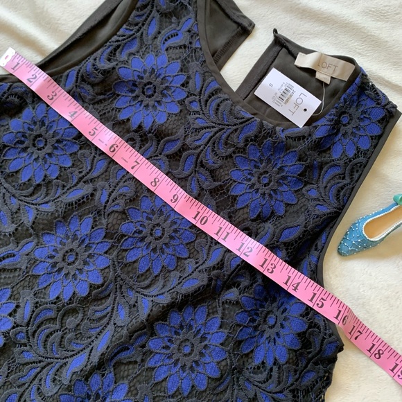 ANN TAYLOR royal blue crocheted sleeveless swing top with lining NWT size Small - Picture 3 of 11